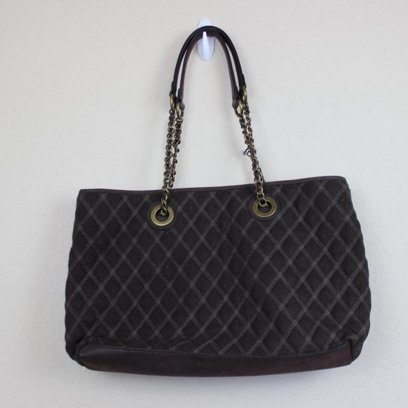 Simply Vera Vera Wang Brown Cocoa Quilted Handbag Shoulder Bag - Picture 7 of 11